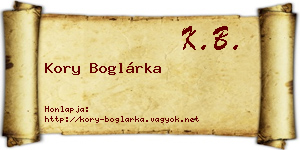 Kory Boglárka névjegykártya